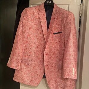 LINEA UOMO 100% Cotton Textured Red and White Jacket GC SIZE 46